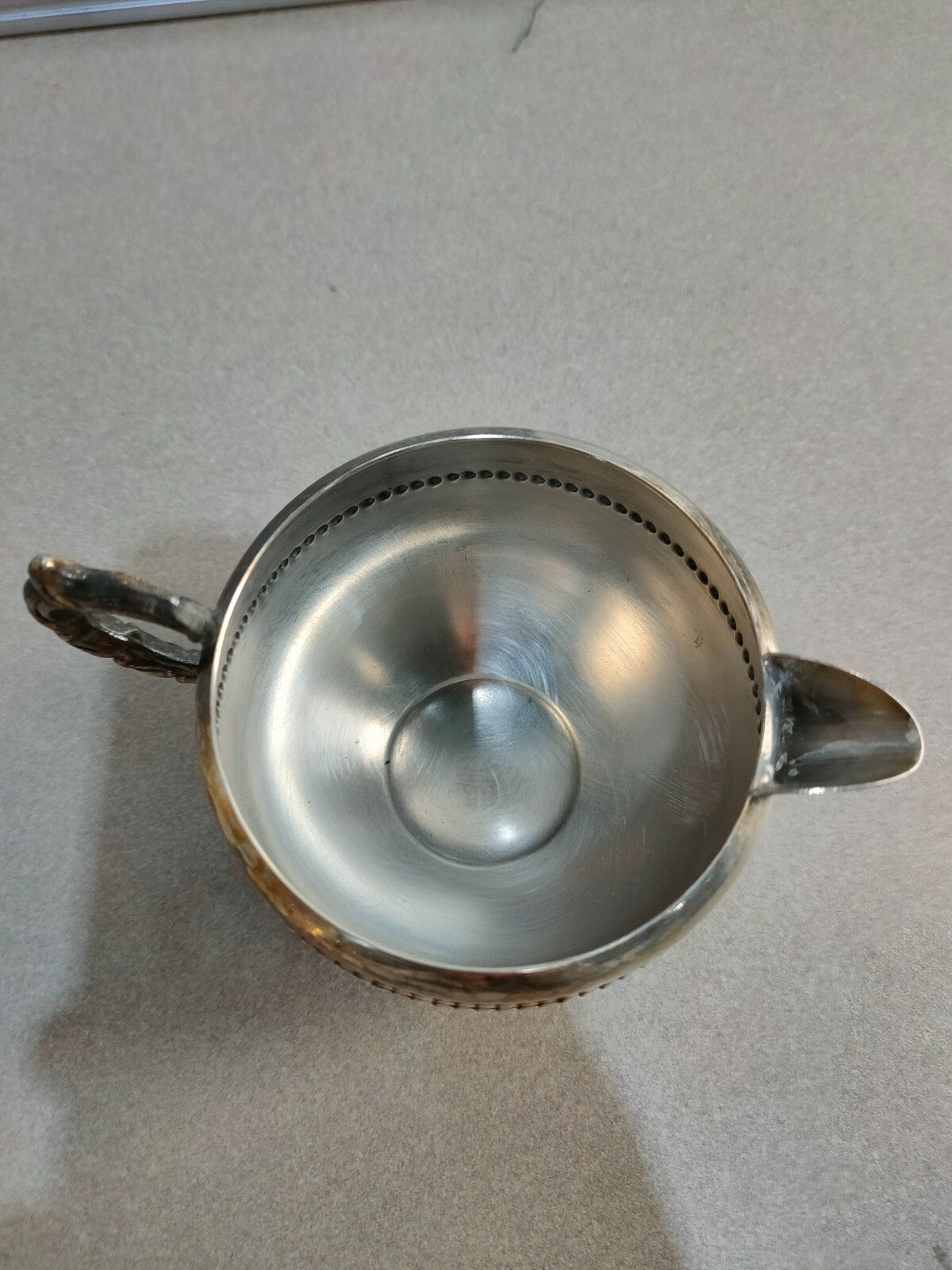 Antique 2 Piece Silver Viking Plate Tea Set, Creamer & Sugar Bowl