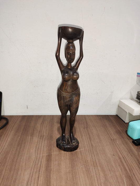Vintage Nude Balinese Klungkung Wood Wooden Carving Woman Bali Carved 20-Inches