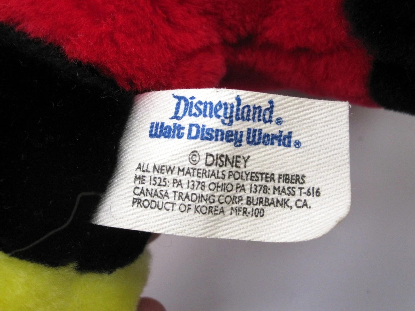 Vintage Disneyland Walt Disney World Mickey Mouse Plush Stuffed Toy NEW WITH TAG