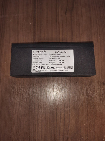 Suplet LAS60-57CN-RJ45 60W 1.07A POE Injector - 1