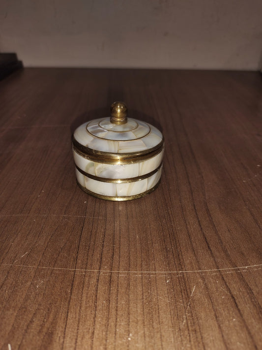 Diwali Gifts 3 Layer Brass Classy Mother of Pearl Trinket Box Jewelry Earrings