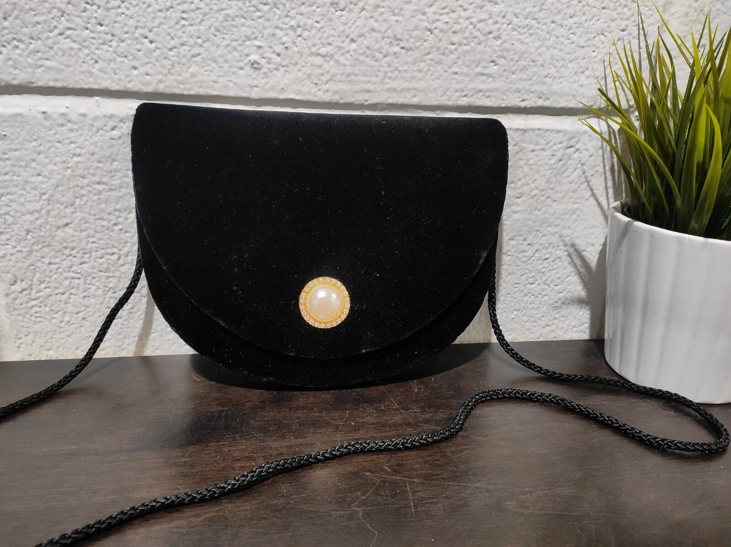 Carolyne Barton Night Black Velvet Evening Bag Purse Clutch