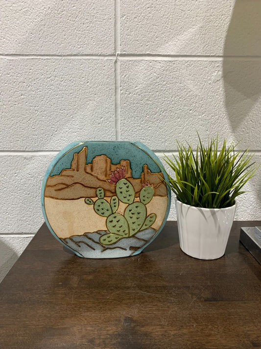 Vintage Flat Desert Cactus Vase