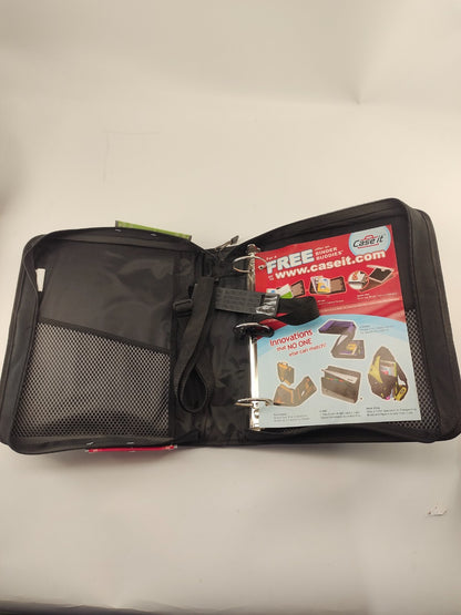 Case It Grey 3-Ring 2" Zipper Binder With Carry Handle