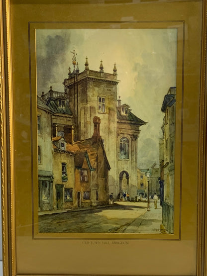 Vintage FEATHERSTONE ROBSON colour tint print. Old Town Hall Abingdon