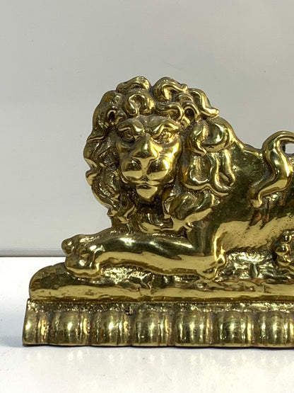 Antique Brass Mantelpiece Lion. Charming. Genuine