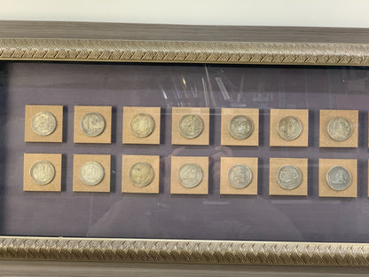 18 Antique Buddhist Arhats Coins In Frame