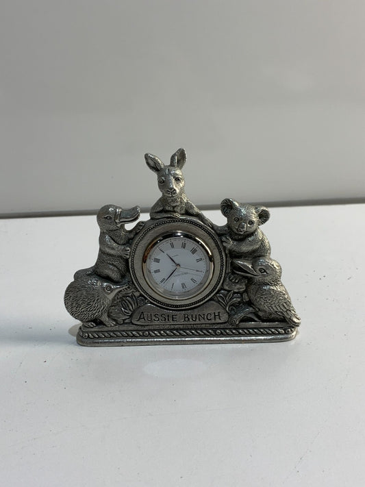 Aussie Bunch Souvenir Clock Australiana Gift Australian Made Pewter