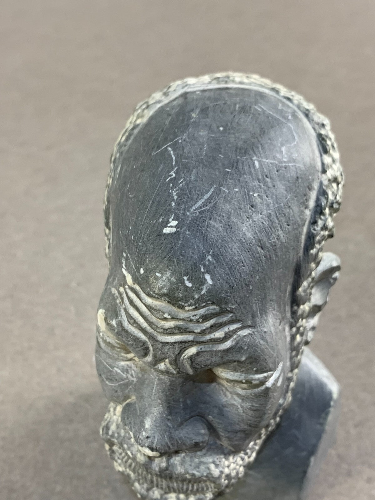 Vintage African Artisan Hand Carved Soapstone Art Sculpture Statue Bust Man