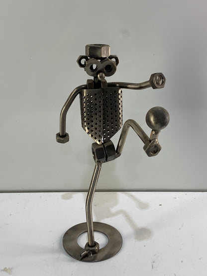 Football Playing Metal Tool Robot Display 10 inches