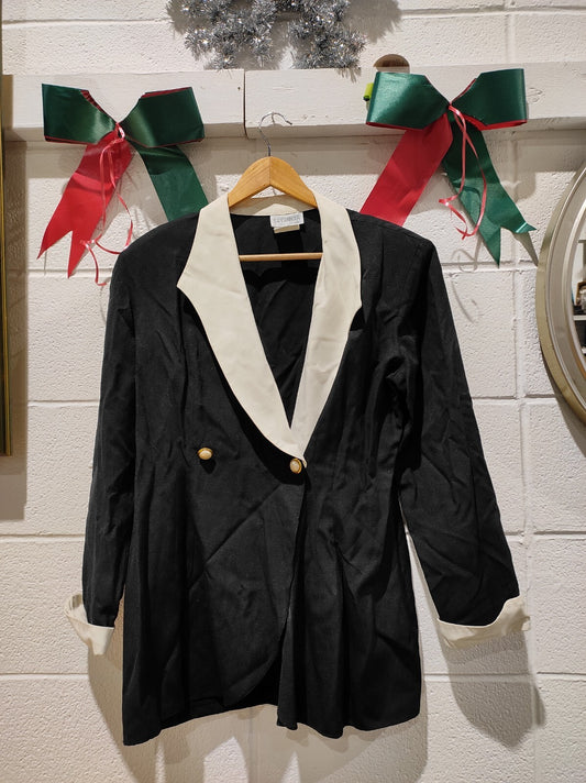 Vintage SAVANNAH 1 Button Structured Blazer in Black WOMEN'S 11