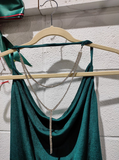 BCX Women's Necklace Dress Teal Green Velvet Cocktail Party Dress