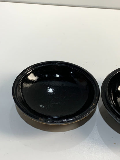 Vtg Black Lacquer INLAYED WOOD 2-Piece ROUND BOX, Made in USSR