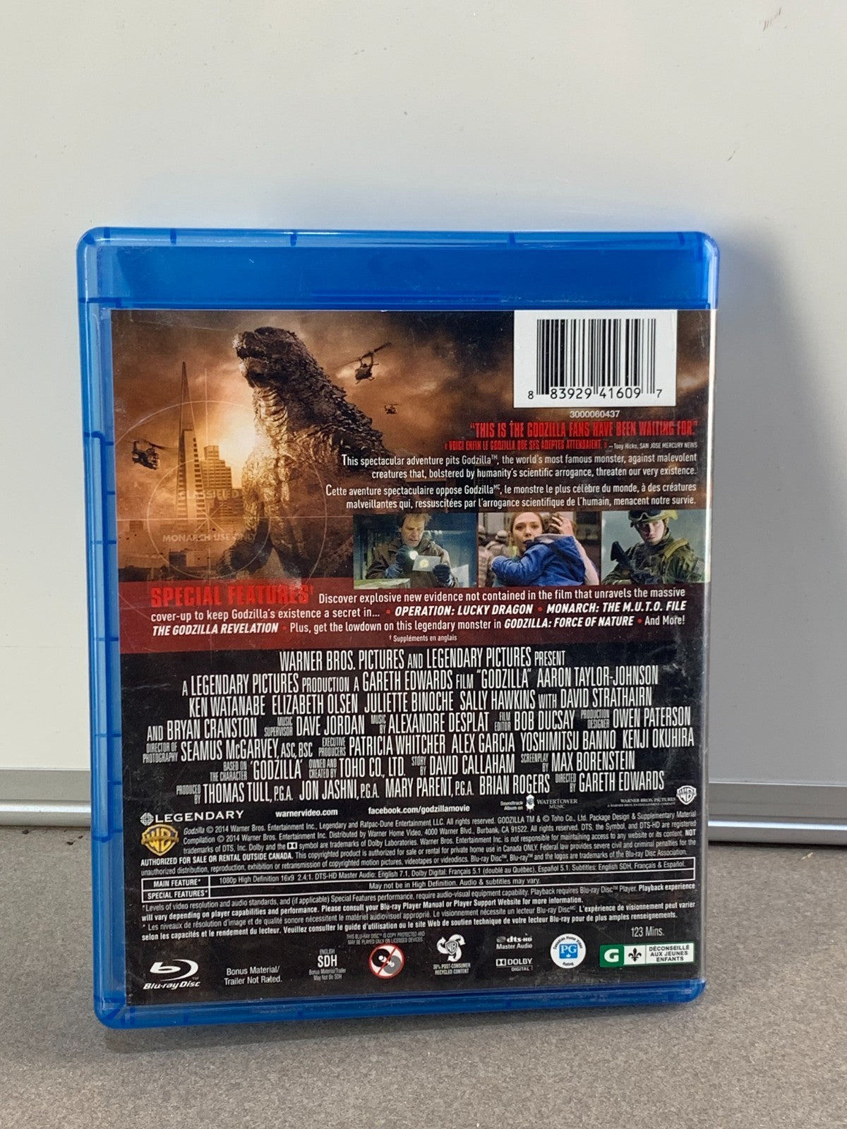 Godzilla (Blu-ray/DVD, 2014,2-Disc Set) Like New Condition