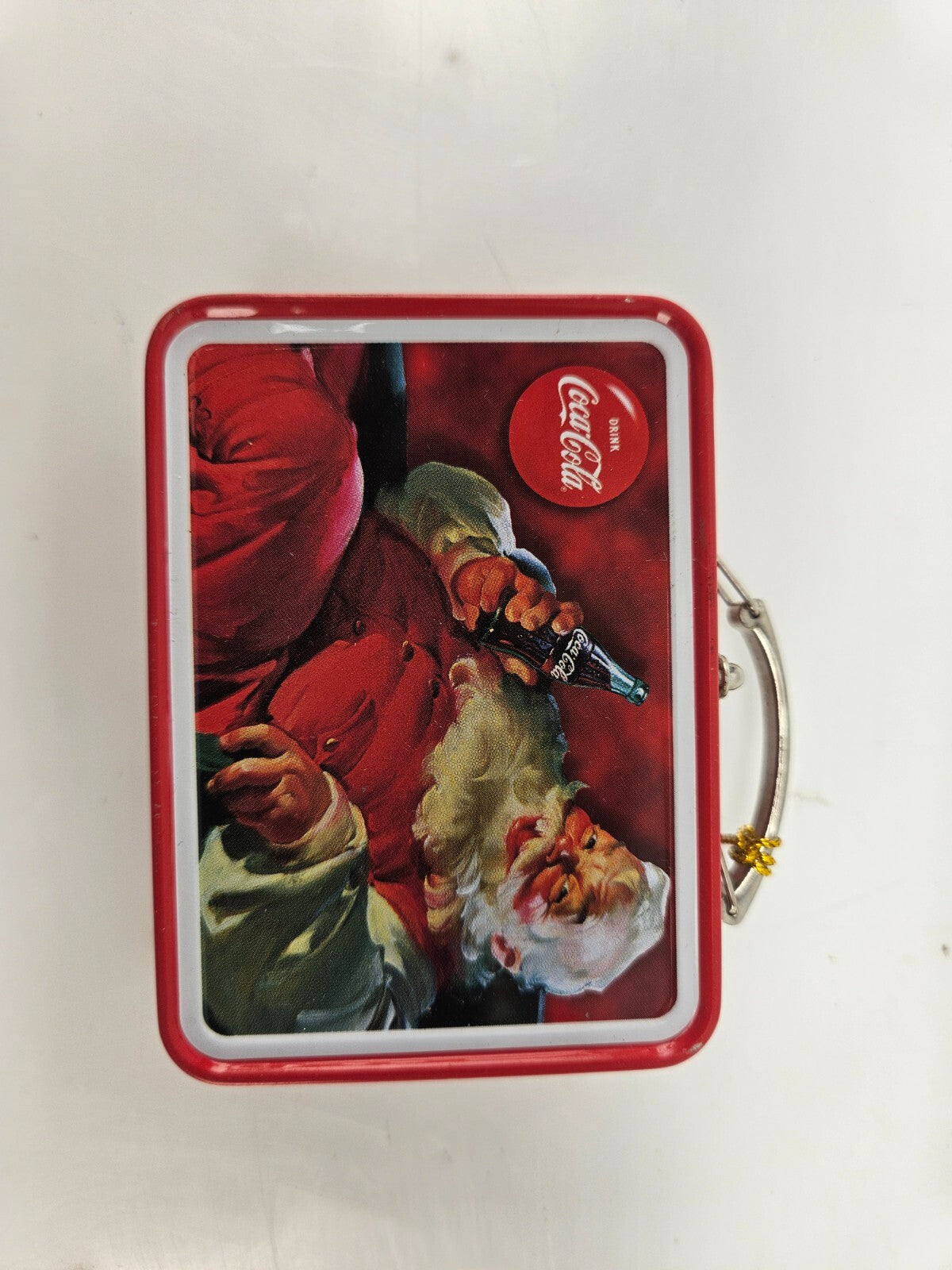 COCA COLA 3.5” Mini Tin Lunch Box Christmas Ornament