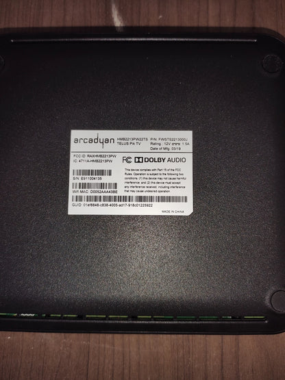 TELUS PikTV Media Box - Arcadyan HMB2213PW22TS - Black