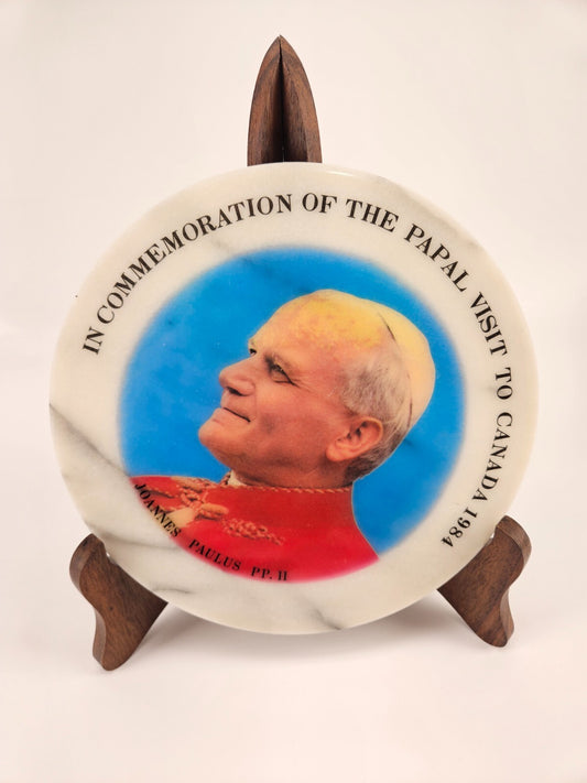 Vintage Marble Plaque Papal Visit to Canada 1984
