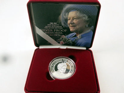 2002 SILVER PROOF QUEEN MOTHER MEMORIAL 5 FIVE POUND COIN