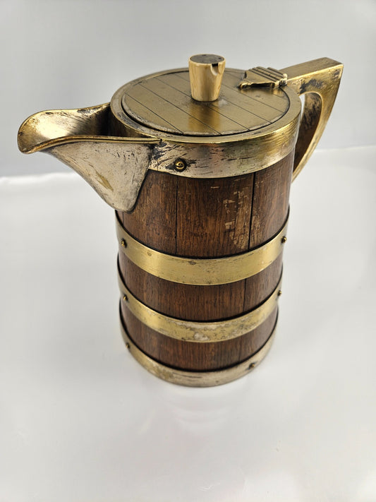 Vintage 9.5" Wood and Metal Staved Pitcher/Jug