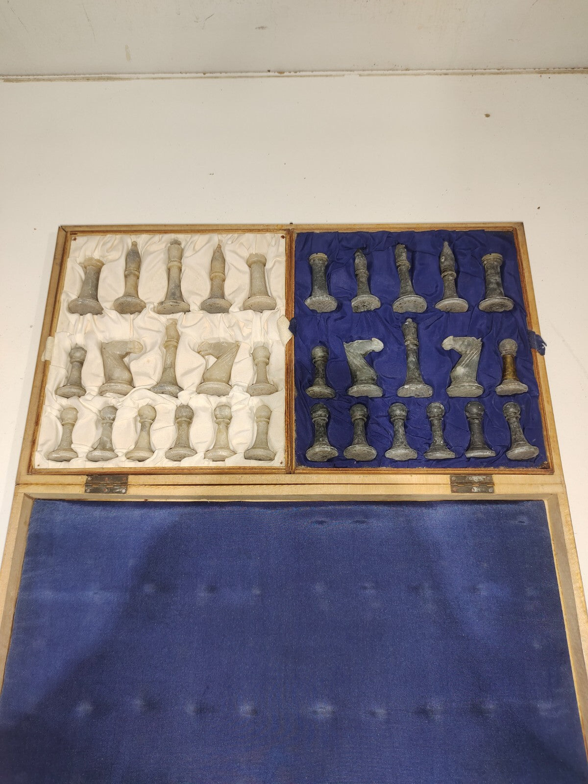 Vintage Chess Set with Board - Chess Pieces of Marble