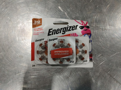 BRAND NEW IN BOX Energizer 312 Button Batteries for Hearing Aids 24 Pack