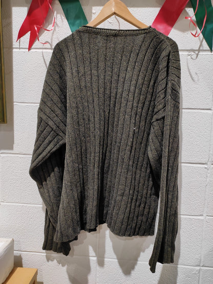 Vintage US Polo Assn Cardigan Knit Sweater Gray 100% Cotton XL