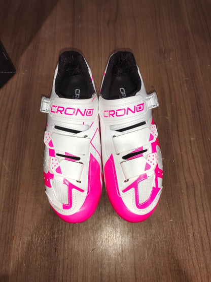 Crono CX-3 17 Mountain Bike Gravel BMX Shoes - Bris White Pink - Size - 41 (EUR)
