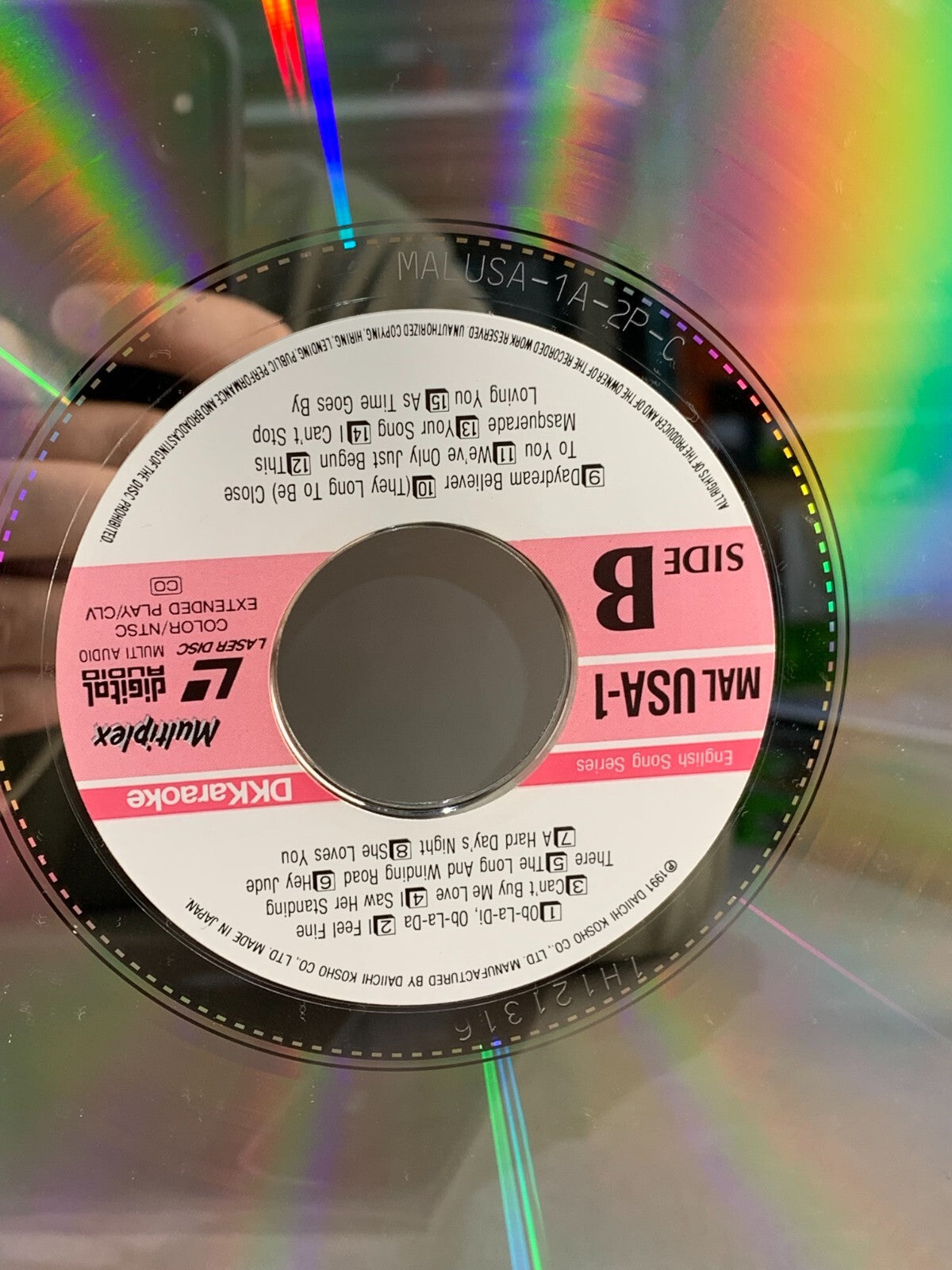 DK KARAOKE English Song Series Laserdisc LD MAL USA-1 Multiplex Laser Disc