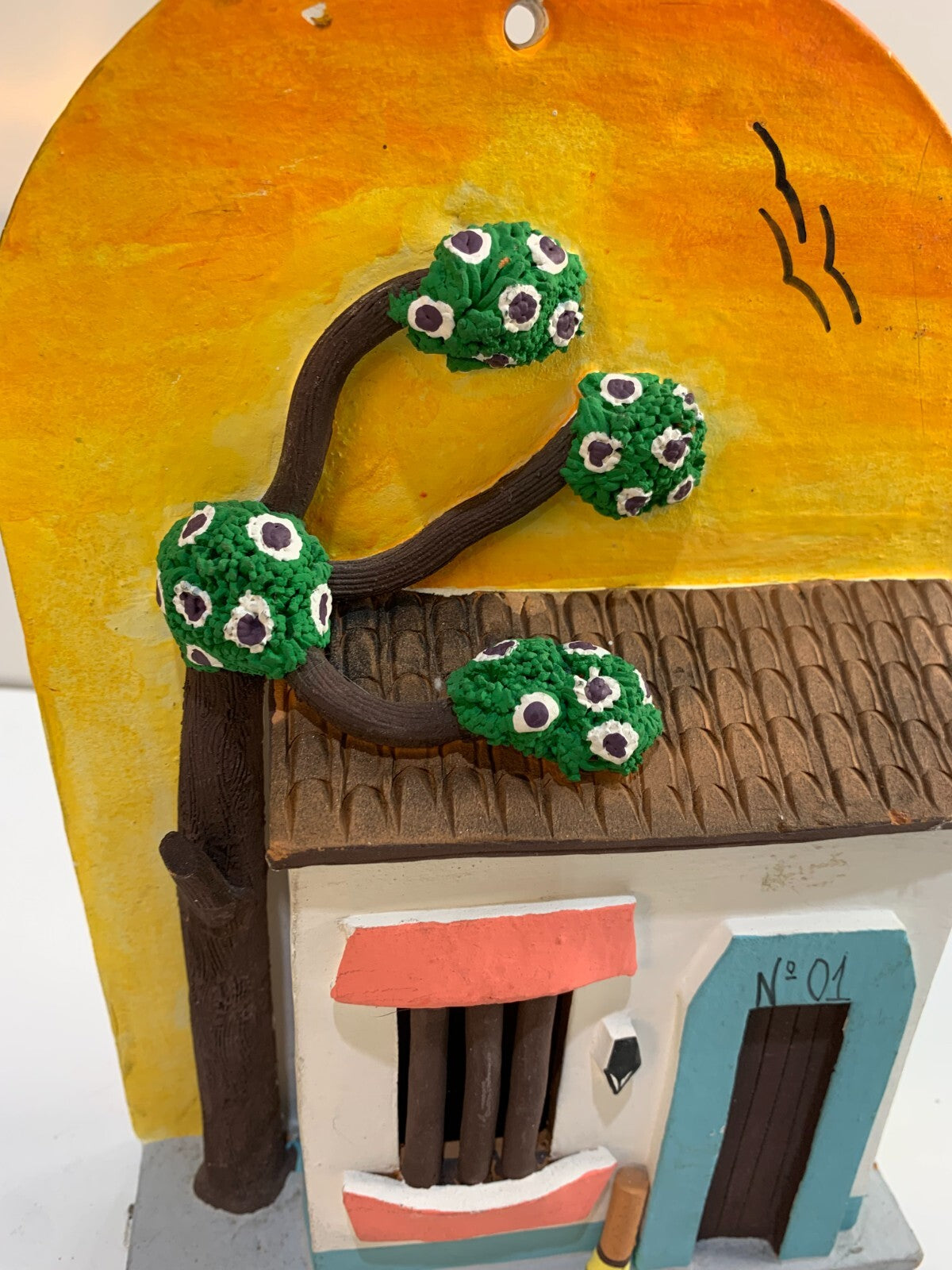 Venezuela Folk Art Hand Crafted Miniature House with Tree for wall