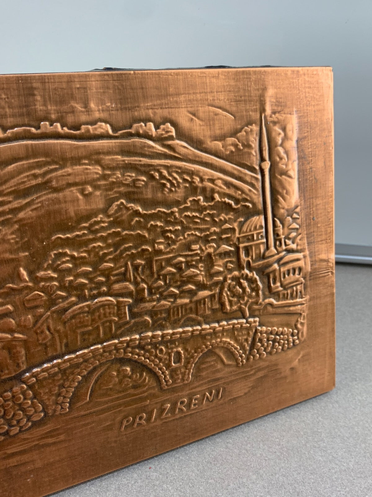 Vintage Prizren Souvenir Copper Wall Hanging Plaque Made in Kosova