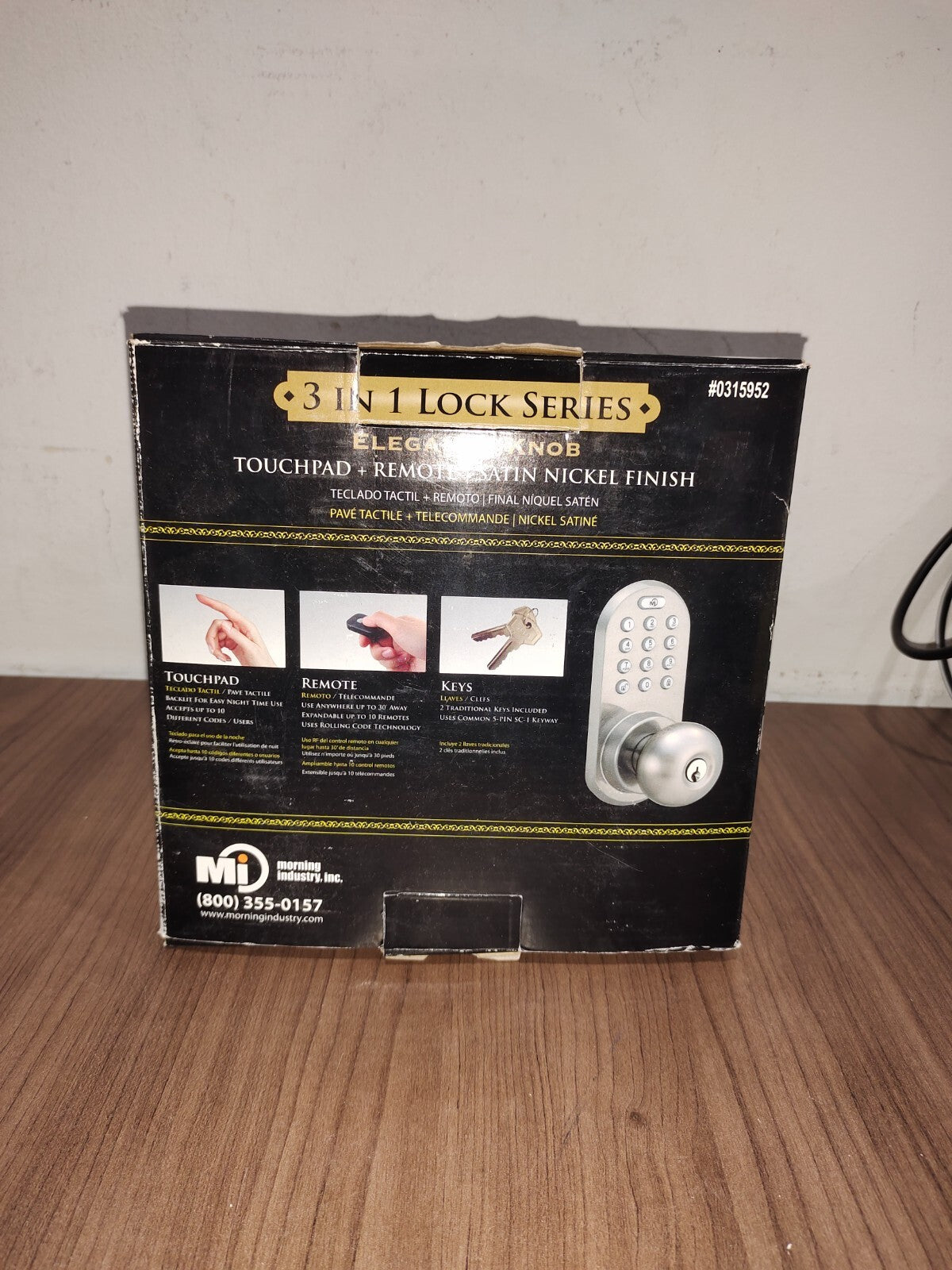 Morning Industry Inc Stain Nickel 3 in 1 Remote lock - 1