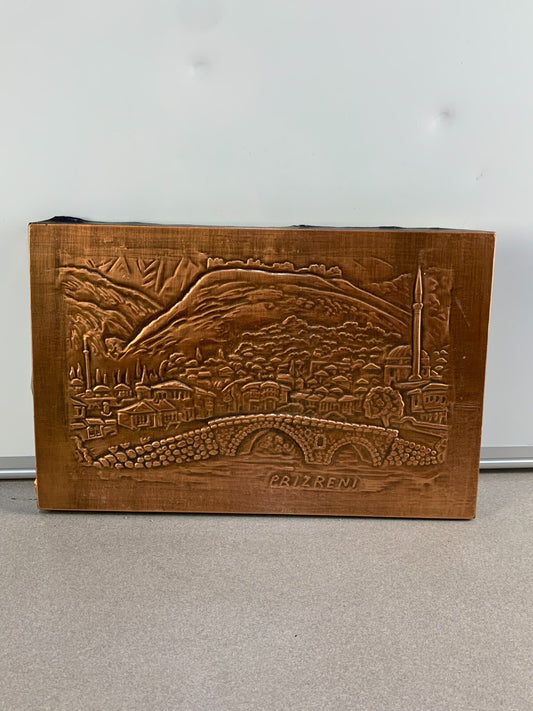 Vintage Prizren Souvenir Copper Wall Hanging Plaque Made in Kosova