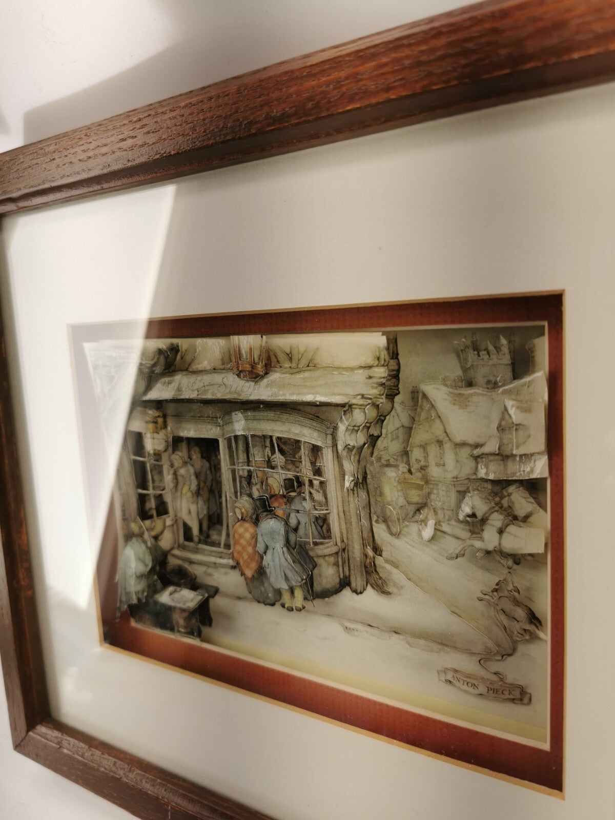 Vintage Anton pieck paper Art 3D Shadow box- "Curiosity Shop"