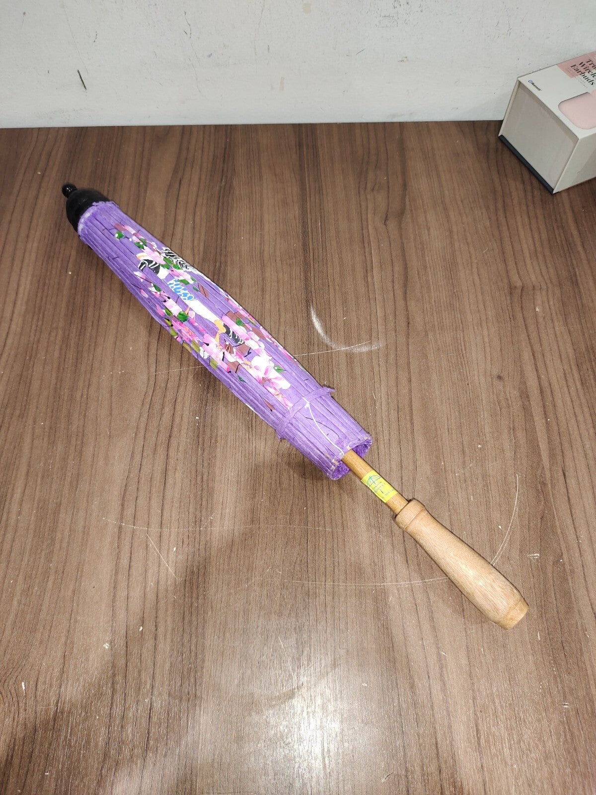 Vintage Japanese Hand Painted - Hisako In Thailand - Umbrella Rice Paper Bamboo