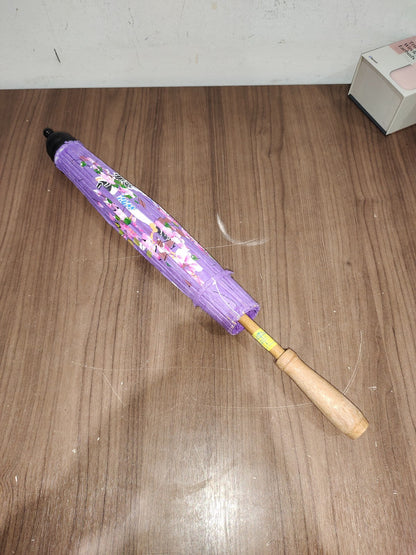 Vintage Japanese Hand Painted - Hisako In Thailand - Umbrella Rice Paper Bamboo