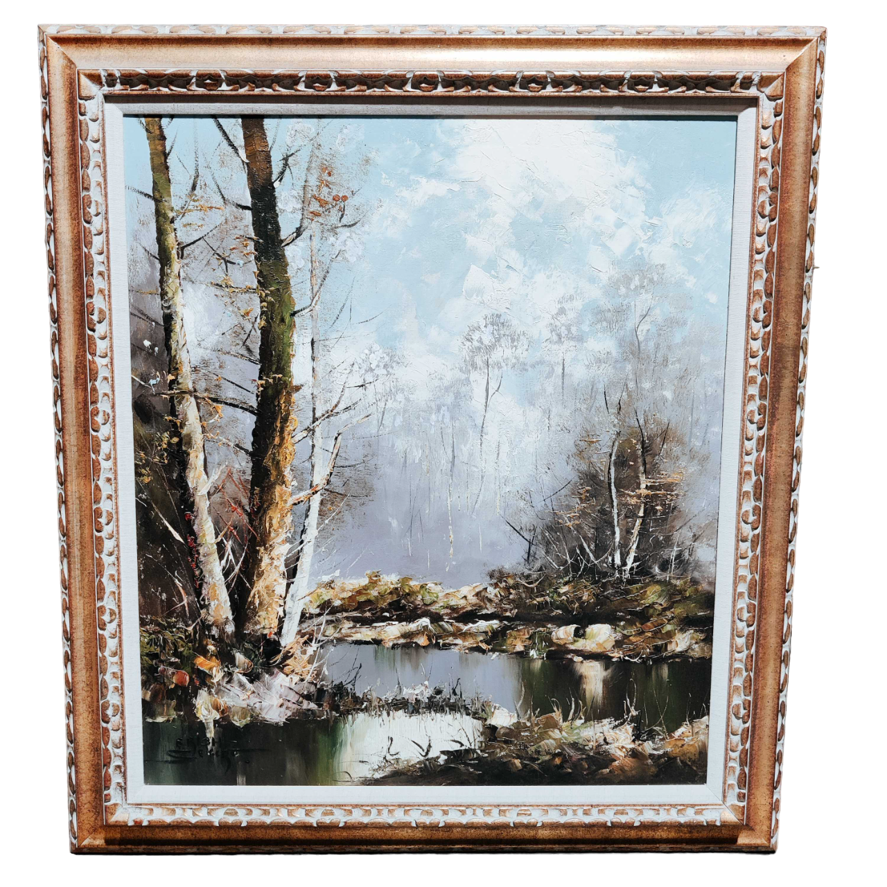 Erich Seifert Signed Landscape Nature Painting Framed 38" x 34"
