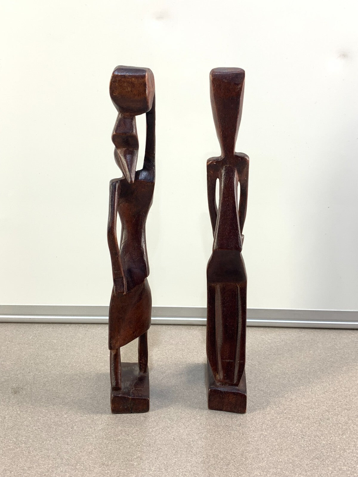 Vintage Pair African Hand-Carved Wooden Male & Female Figures
