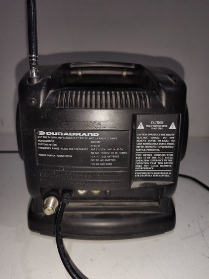 Durabrand 5" Black & White Portable Television with AM/FM Radio Model DBTV502