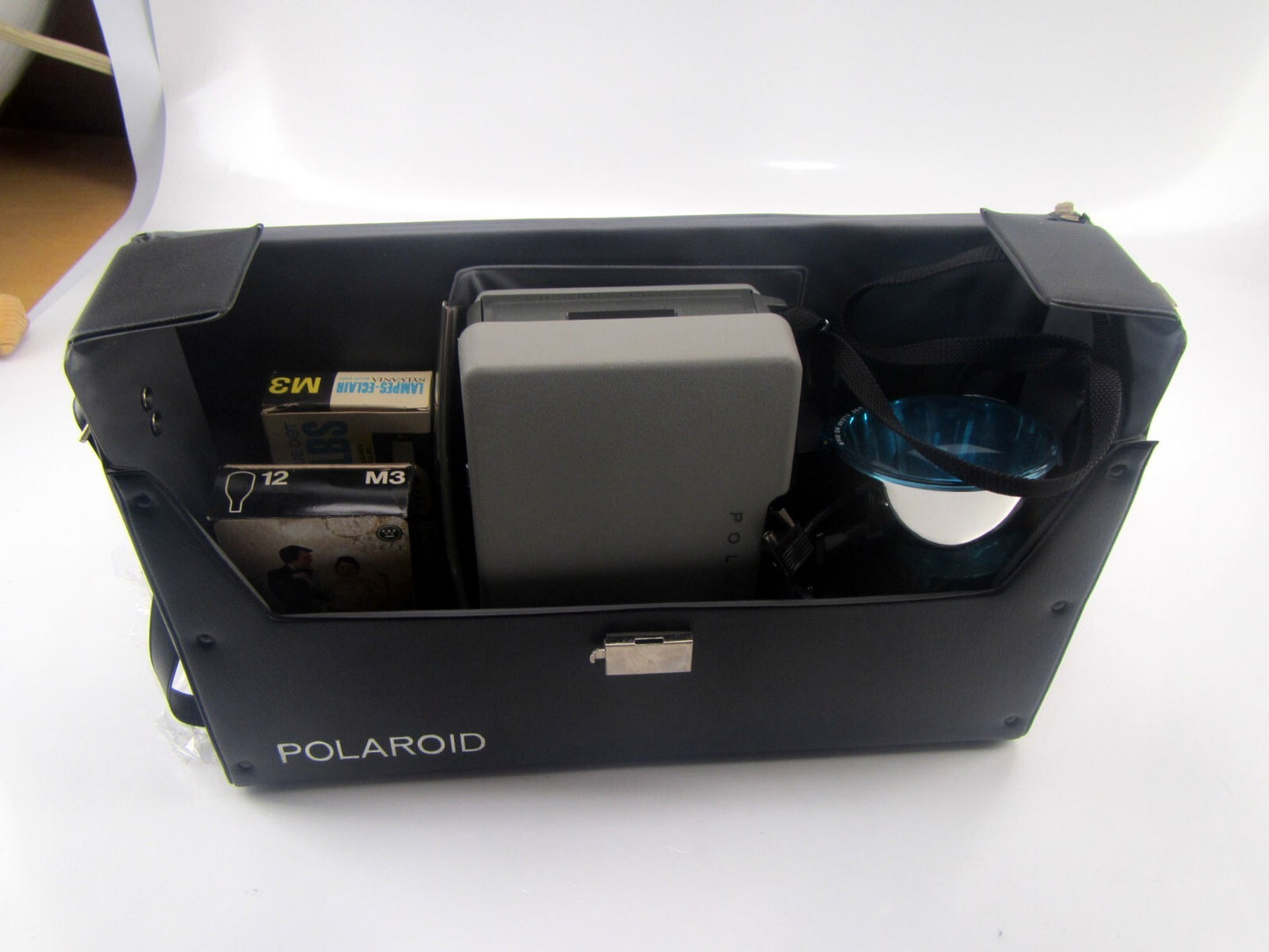 Vintage Polaroid Automatic 210 Land Camera with Case, Strap, Flash - Antique