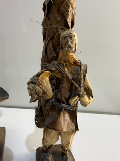 Vintage Mexican Folk Art Paper Mache Man and Woman Figures.