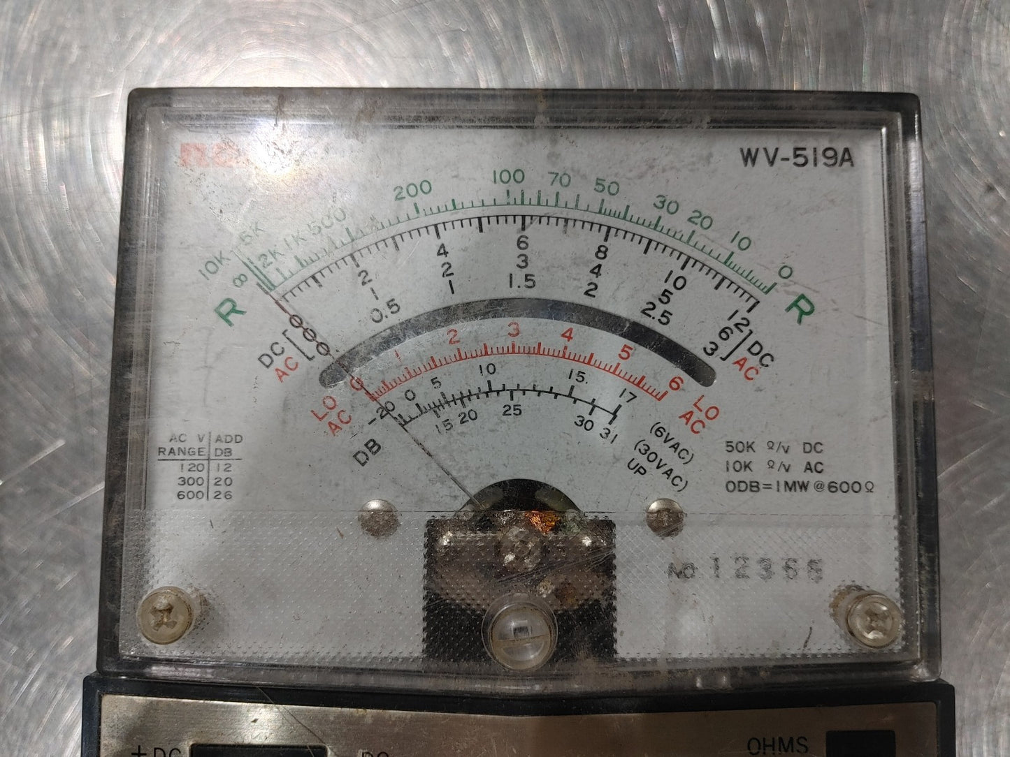 VINTAGE RCA WV-519A Multimeter Silver/Blue Analog Display with Adjustable Dial