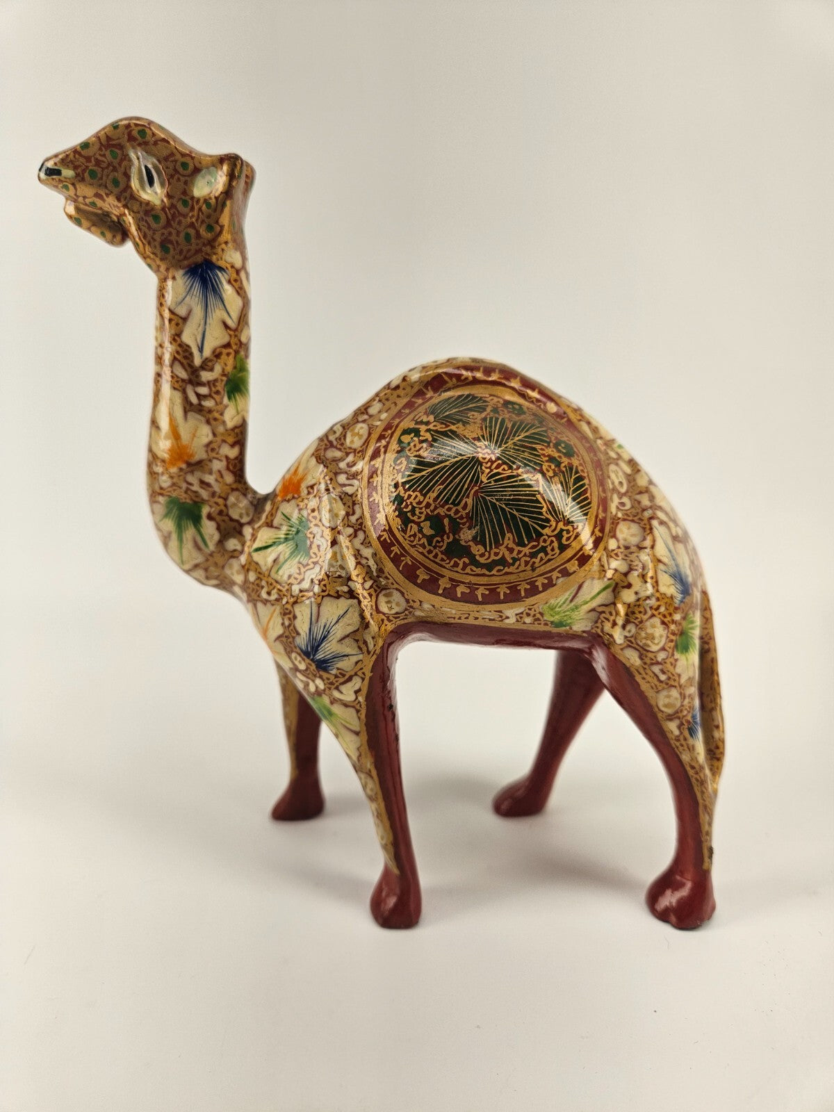 Wooden 6.5" Hand Painted Camel Figurine