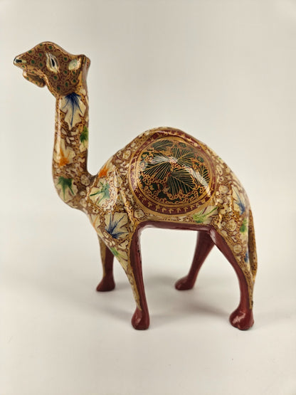 Wooden 6.5" Hand Painted Camel Figurine