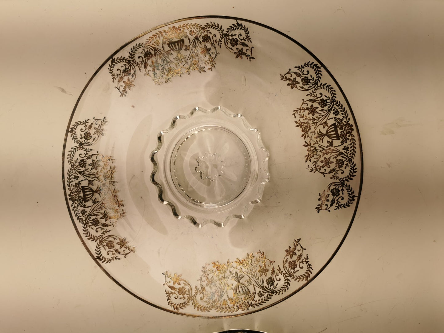 Vintage Sterling Silver Overlay Pedestal cake stand/Serving Platter