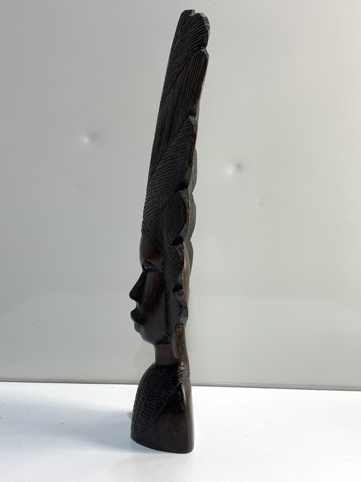 Vintage Tribal Head Bust African Folk Art Sculpture Hand Carved in Tanzania