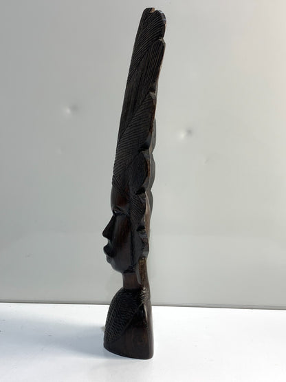 Vintage Tribal Head Bust African Folk Art Sculpture Hand Carved in Tanzania