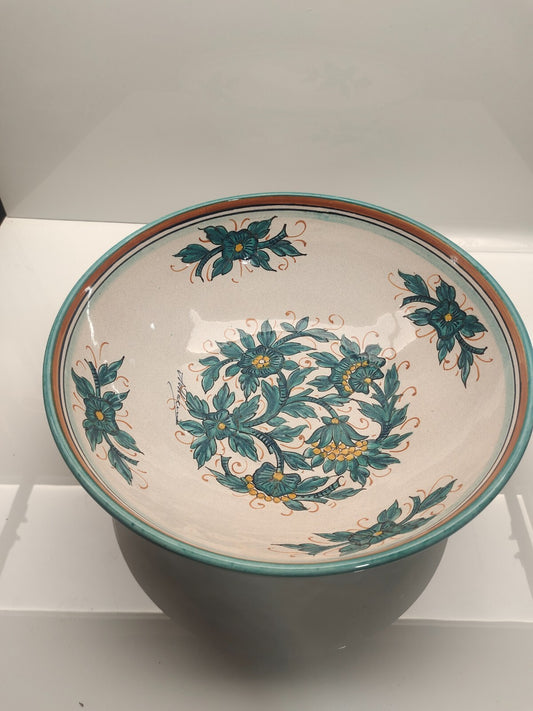 Vintage Printed Bowl Green and White - Set of 2