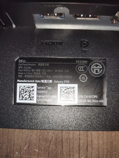 Dell P2219H 21.5in Full HD 1920 X 1080 LED LCD IPS Monitor