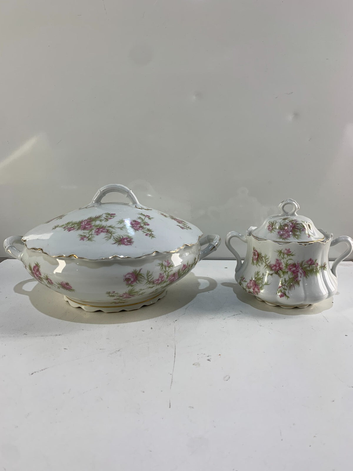 Vintage O&EG Royal Austria Round Serving Dish & Covered Sugar Bowl