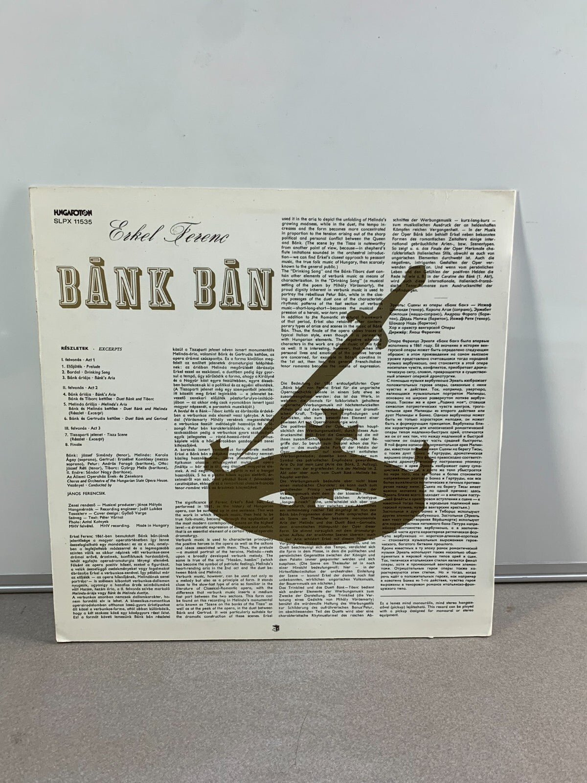 Erkel Ferenc- Bánk Bán - Excerpts 1969 LPX-11535 Vinyl 12"